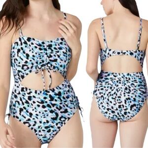 DECREE Tulum Tropical Textured Removable Straps One Piece Swimsuit Size S